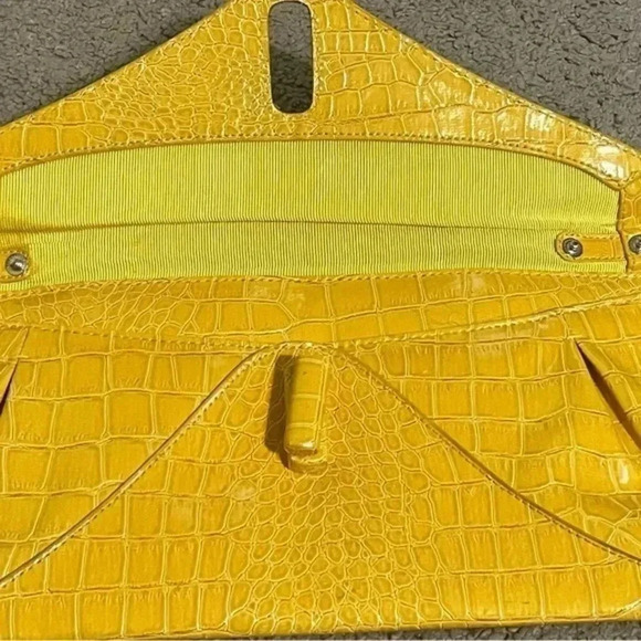 Sondra Roberts Yellow Embossed Clutch - Picture 6 of 9